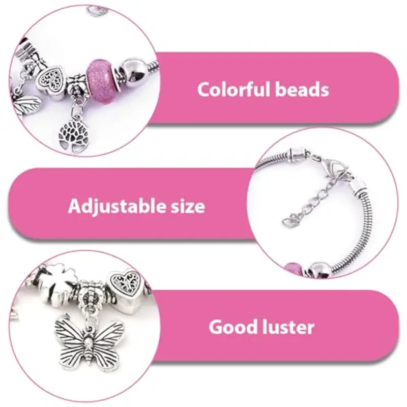 IKOPFLN Farfalla Bracciale, Ciondolo Ragazze Bracciale, Bracciale Perla Ragazze, Bracciale Donna Regolabile, regali per ragazze miniatura 3