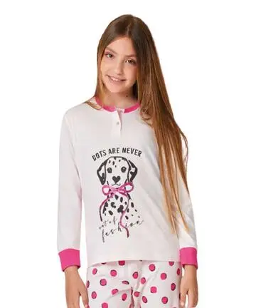 Pigiama da bambina in jersey di cotone Il Granchietto GP7125