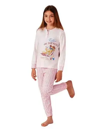 Pigiama da bambina in jersey di cotone Il Granchietto GP7126