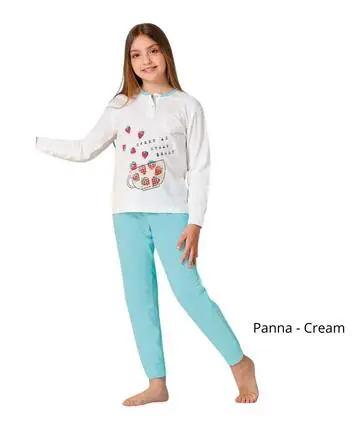 Pigiama da bambina in jersey di cotone Il Granchietto GP7127