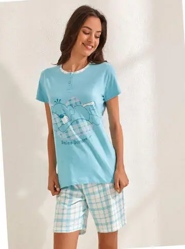 Pigiama donna a manica corta in jersey di cotone Il Granchio Lady GP5099