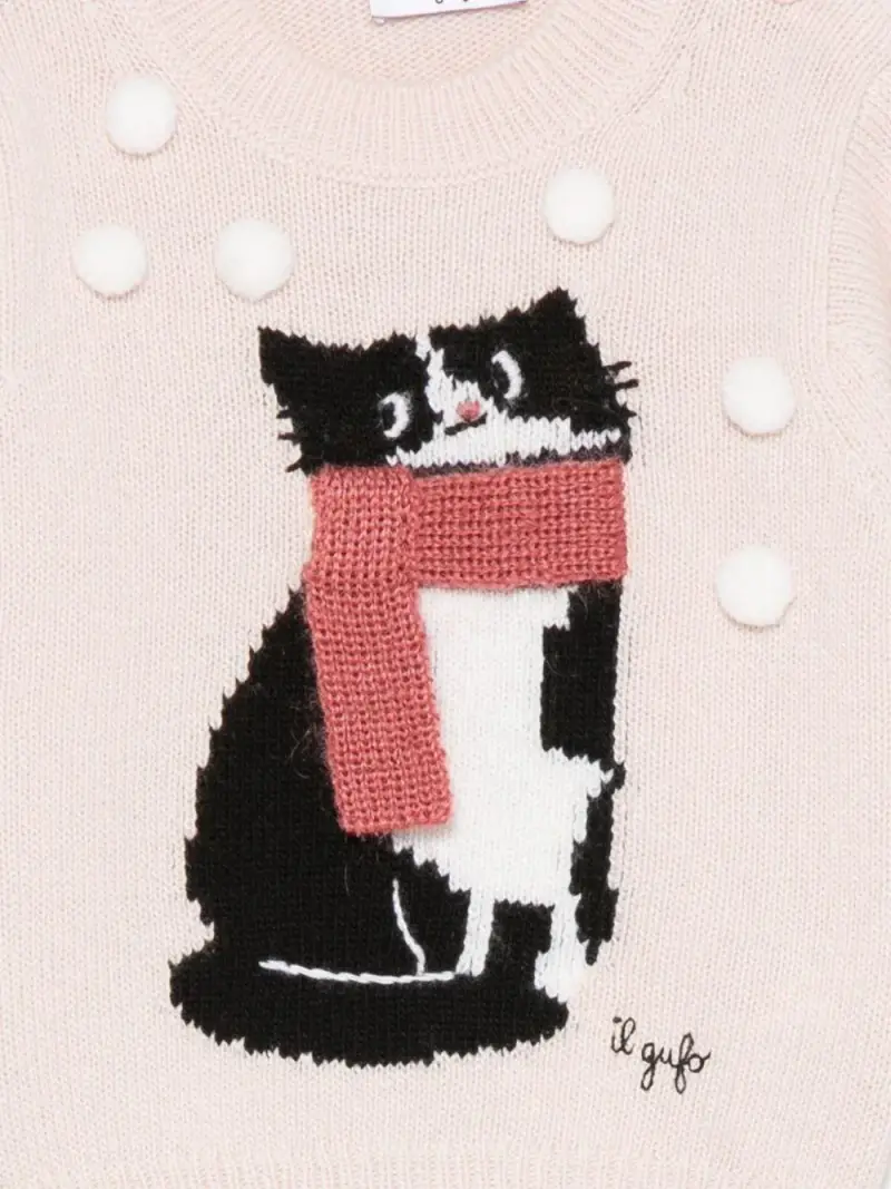 Il Gufo Kids Maglione Rosa con Gatto per Bambino miniatura 2