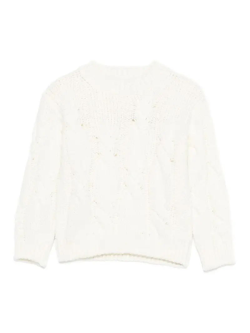 Pull Con Lavorazione Intrecciata Bianco