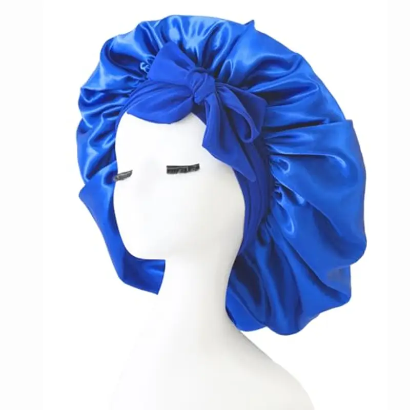 iLamvie Cuffia Seta Capelli Ricci,Silk Bonnet,con Nastri Regolabili,Berretto Da Notte Raso Elastico Per Dormire
