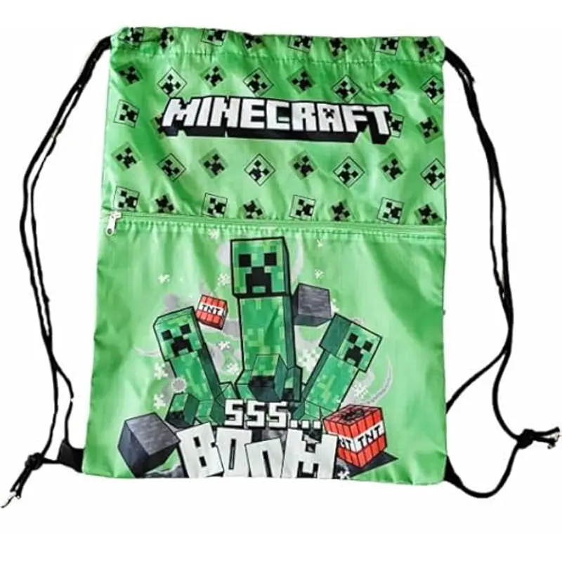 ILS I LOVE SHOPPING Sacca Sportiva per Bambino, Borsa Zaino per Asilo, Palestra, Piscina, Viaggio, Portascarpe (per MINECRAFT Creeper) miniatura 2