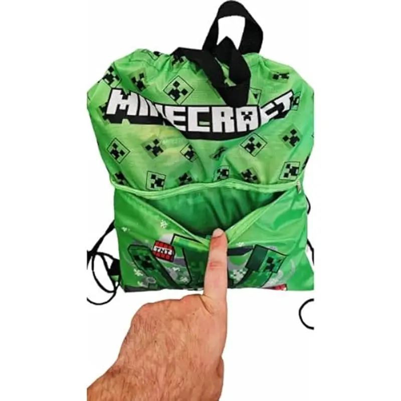 ILS I LOVE SHOPPING Sacca Sportiva per Bambino, Borsa Zaino per Asilo, Palestra, Piscina, Viaggio, Portascarpe (per MINECRAFT Creeper) miniatura 3