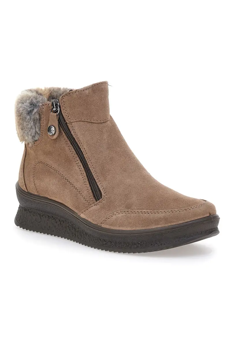 Polacchini beige con zip e interno in pelliccia iMac 8566817152017 [MARRONE] miniatura 2