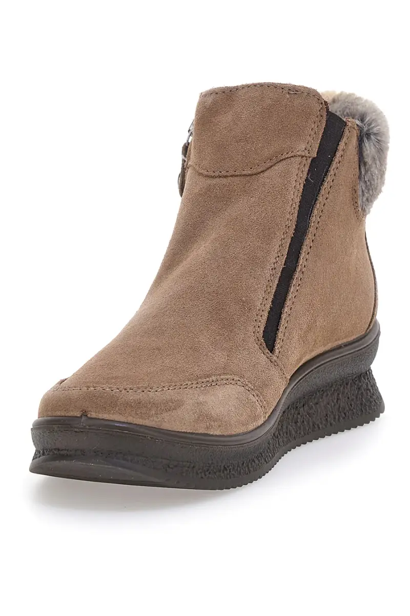 Polacchini beige con zip e interno in pelliccia iMac 8566817152017 [MARRONE] miniatura 3