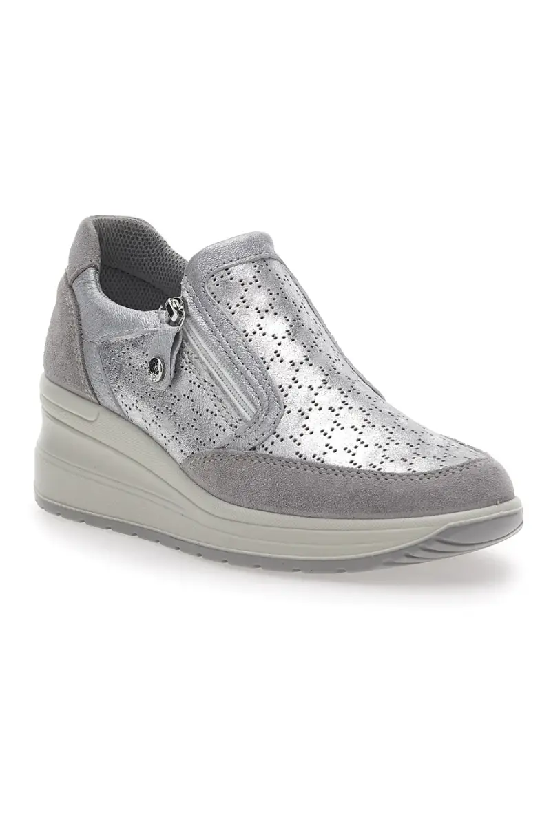 Sneakers Argento In Pelle Con Zeppa IMac 555730 [WHITE miniatura 2
