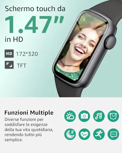 IMFRCHCS Fitness Tracker, 1, 47 pollici, display HD con 137 + modalità sportive, Smart Watch con monitor del sonno miniatura 2