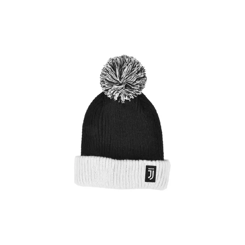 Berretto Calcio Kids Juve Ponpon Fasciato Nero Bianco 2-4A