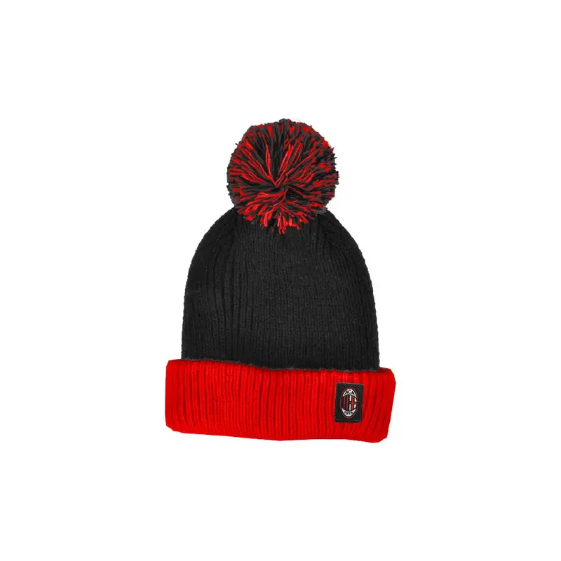 Berretto Calcio Kids Milan Ponpon Fasciato Nero Rosso 2-4A