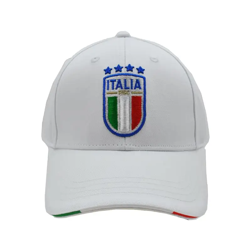 Cappellino Italia Ricamo Bianco Azzurro Uomo TU