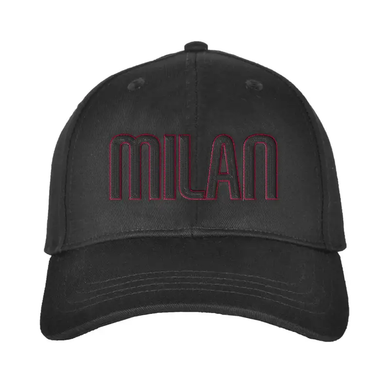 Cappello Sr Ricamo Milan Nero Rosso Uomo TU