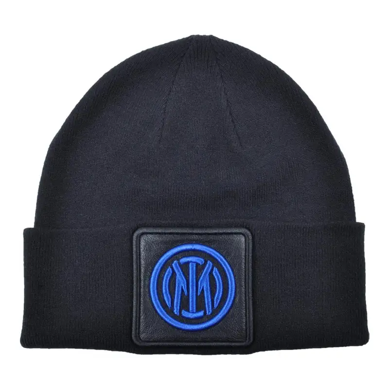 Cuffia Inter Liscia Patch Pelle Ricamo Nero Azzurro Uomo TU