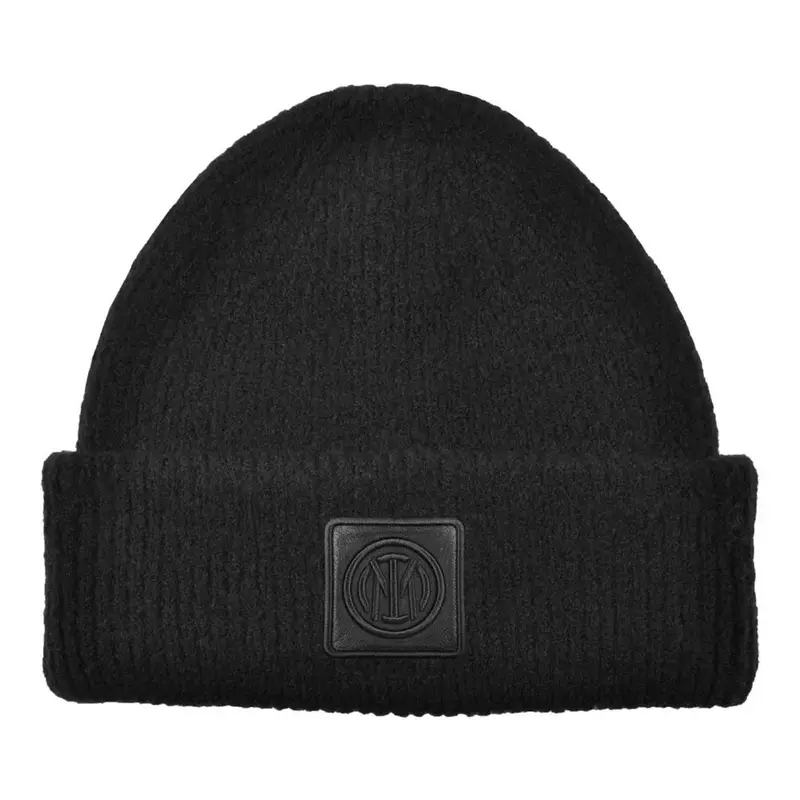 Cuffia Inter Patch Pelle Ricamo Nero Azzurro Uomo TU