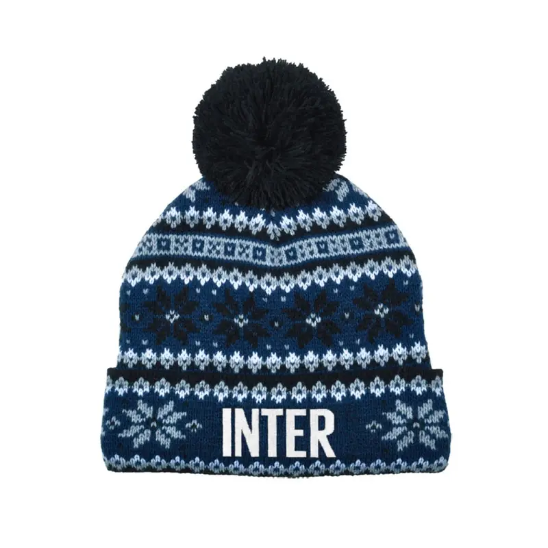 Cuffia Inter Ponpon Christmas Nero Azzurro TU