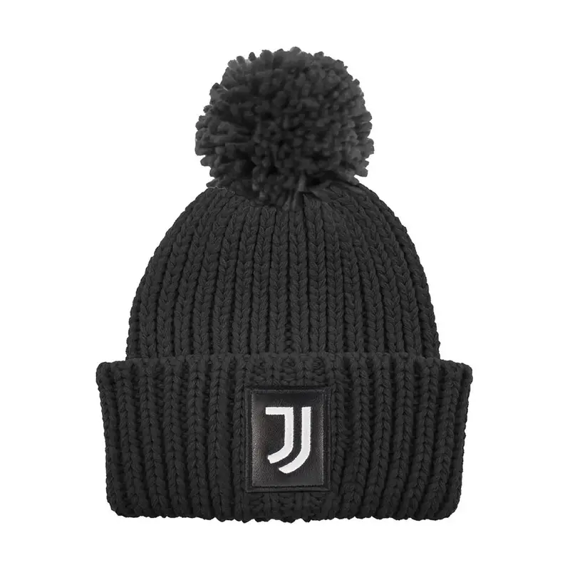 Cuffia Juve Ponpon Patch Pelle Nero Bianco TU