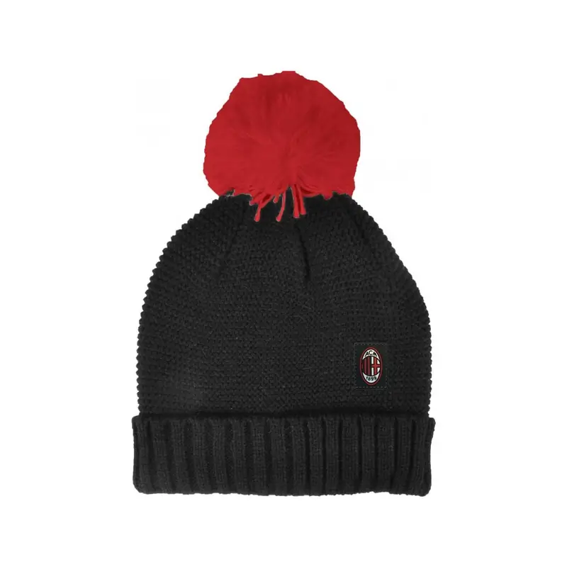 Cuffia Milan Ponpon Nero/Rosso Bambino TU