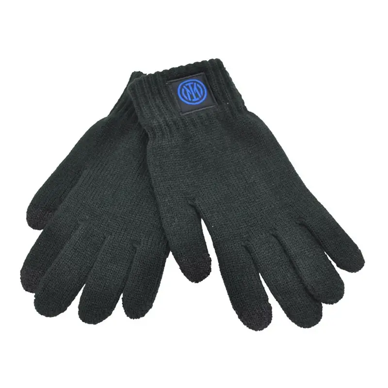 Guanti Calcio Inter Patch Pelle Nero Azzurro Uomo TU