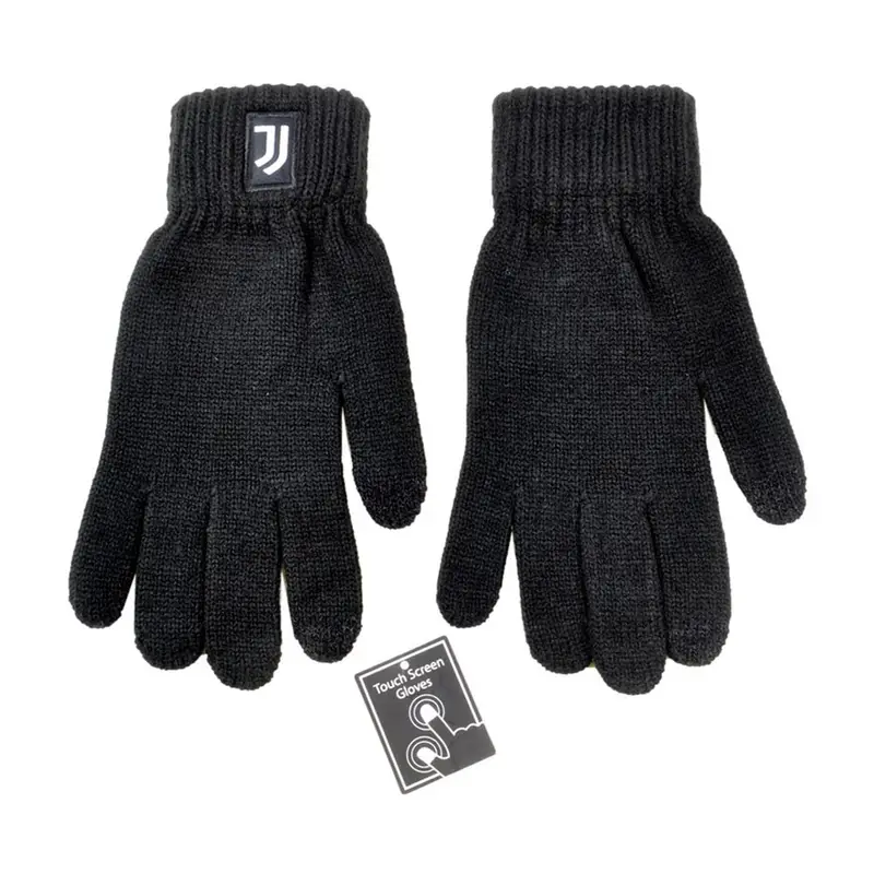 Guanti Calcio Juve Patch Pelle Nero Bianco Uomo TU