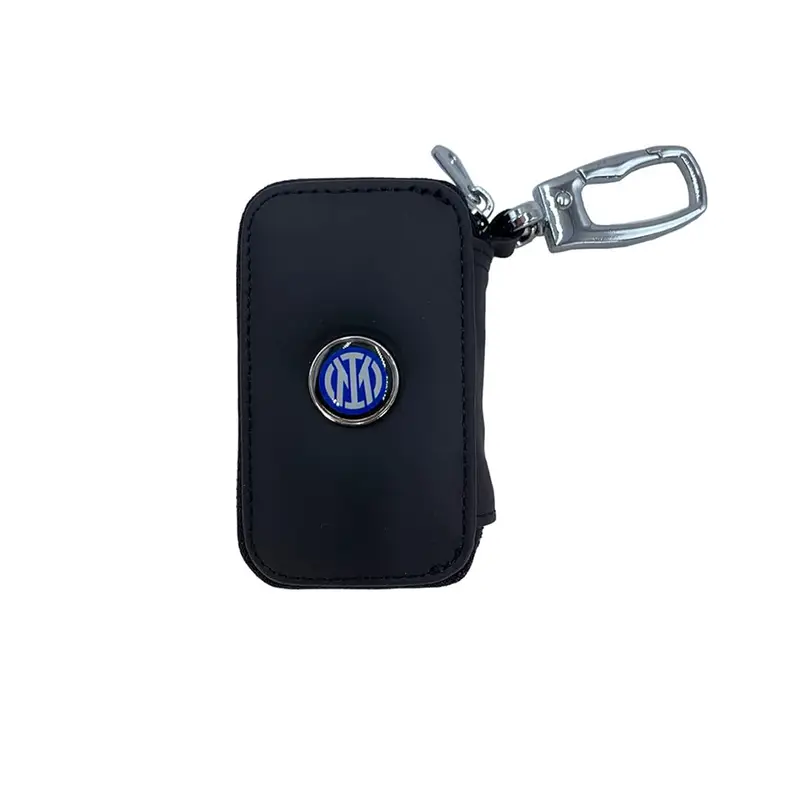 Portachiavi Calcio Inter Pelle Zip Nero Azzurro Uomo TU