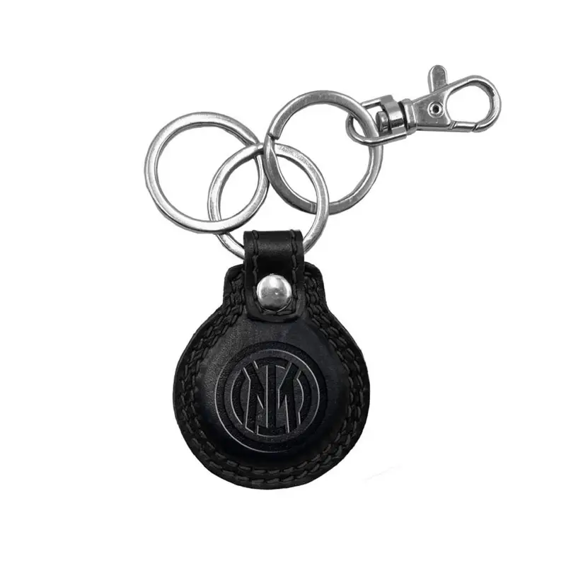 Portachiavi Calcio Inter Tondo Pelle Nero Azzurro Uomo TU