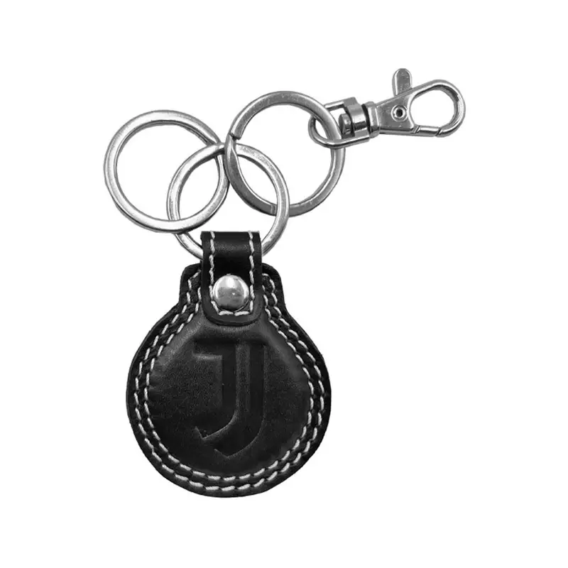 Portachiavi Calcio Juve Tondo Pelle Nero Bianco Uomo TU