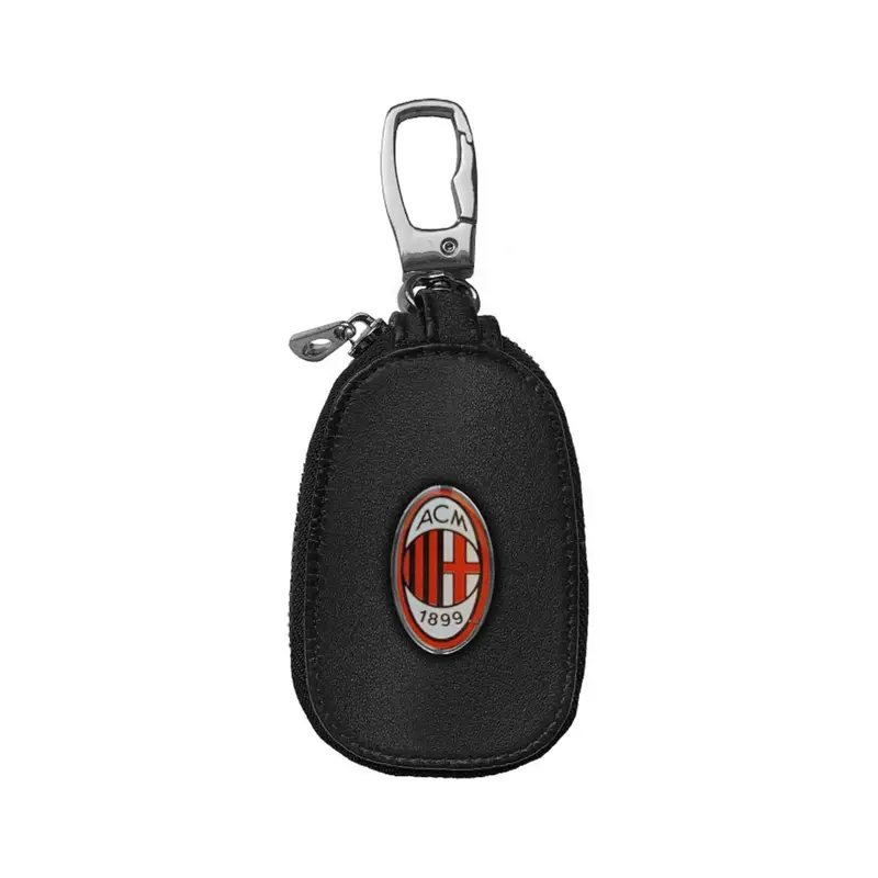 Portachiavi Calcio Milan Pelle Zip Nero Rosso Uomo TU