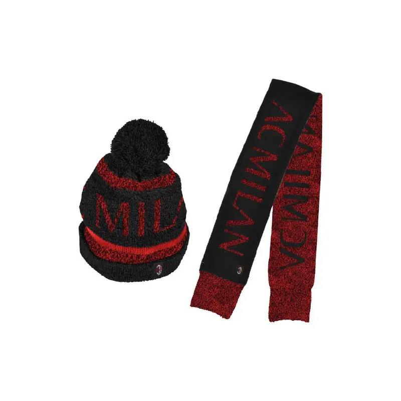 Set Berretto E Sciarpa Milan Nero Rosso TU