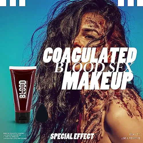 immetee SFX Gel di sangue finto con spugna Stipple, Halloween sangue coagulato scena Specail effetti trucco viso corpo miniatura 2