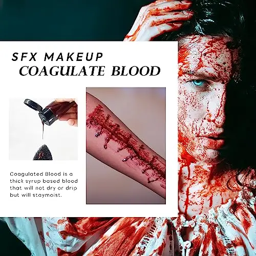 immetee SFX Gel di sangue finto con spugna Stipple, Halloween sangue coagulato scena Specail effetti trucco viso corpo miniatura 3