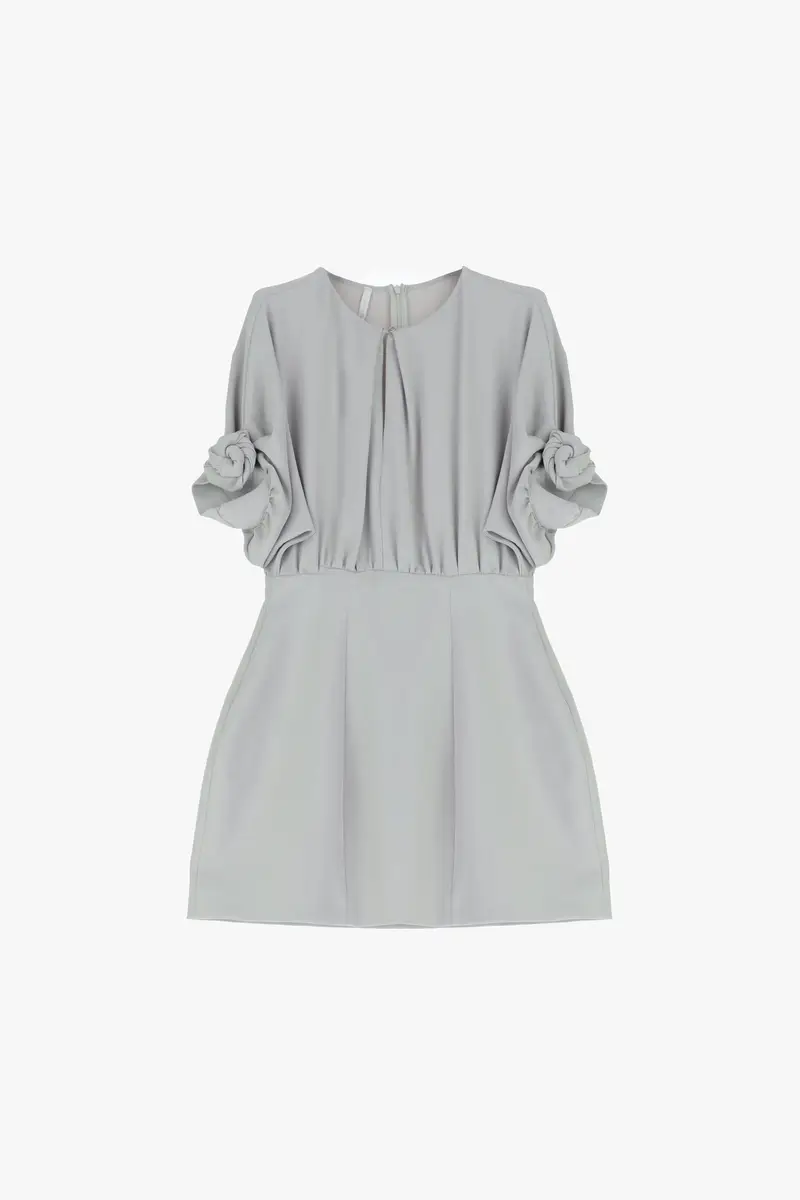 Abito corto con maniche annodate e zip Perla