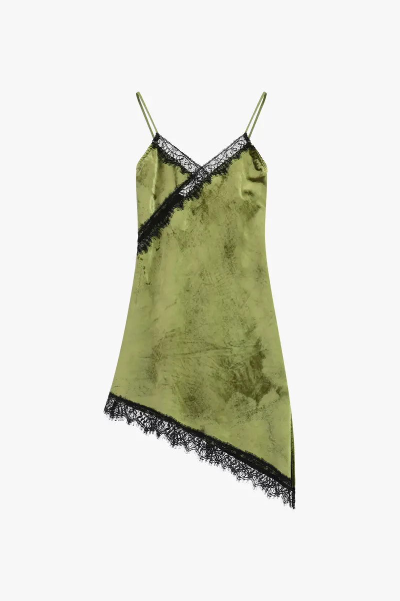 Abito corto con spalline e bordo in pizzo Oliva