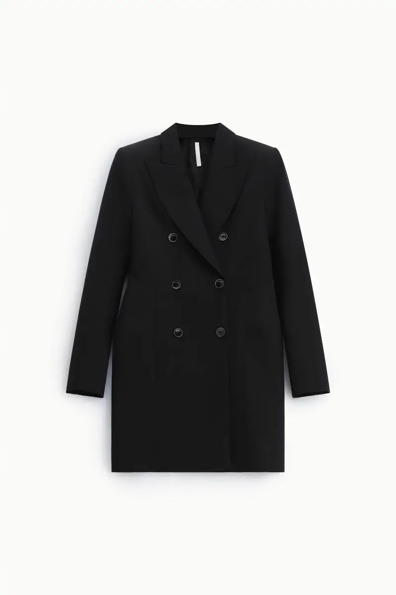 Abito corto doppiopetto con collo classico Nero