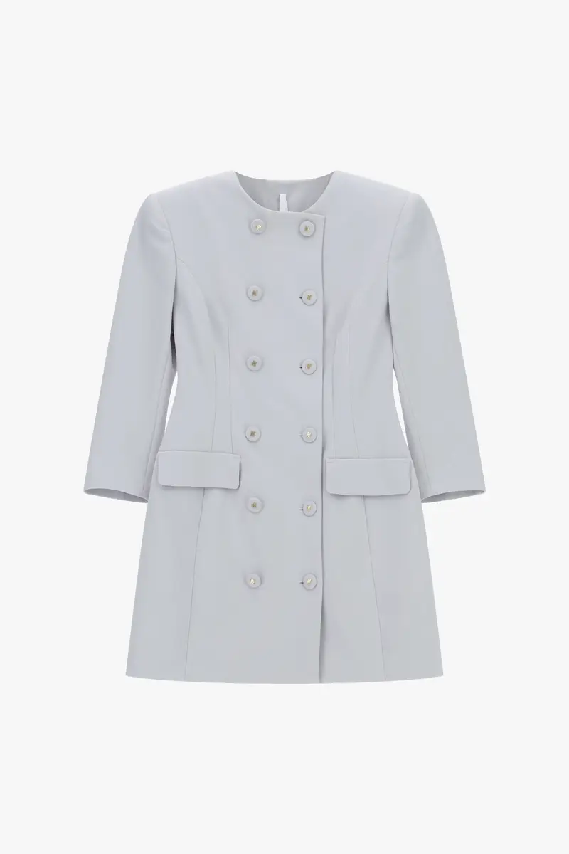 Abito corto doppiopetto con maniche a 3/4 Perla