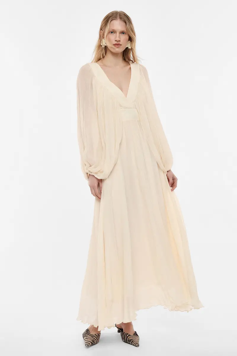 Abito lungo ampia manica scollo a v Burro miniatura 2