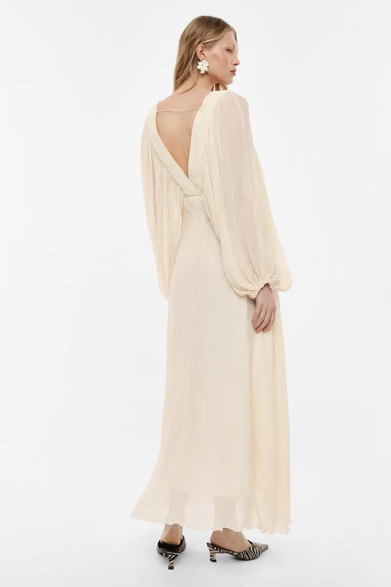 Abito lungo ampia manica scollo a v Burro miniatura 3