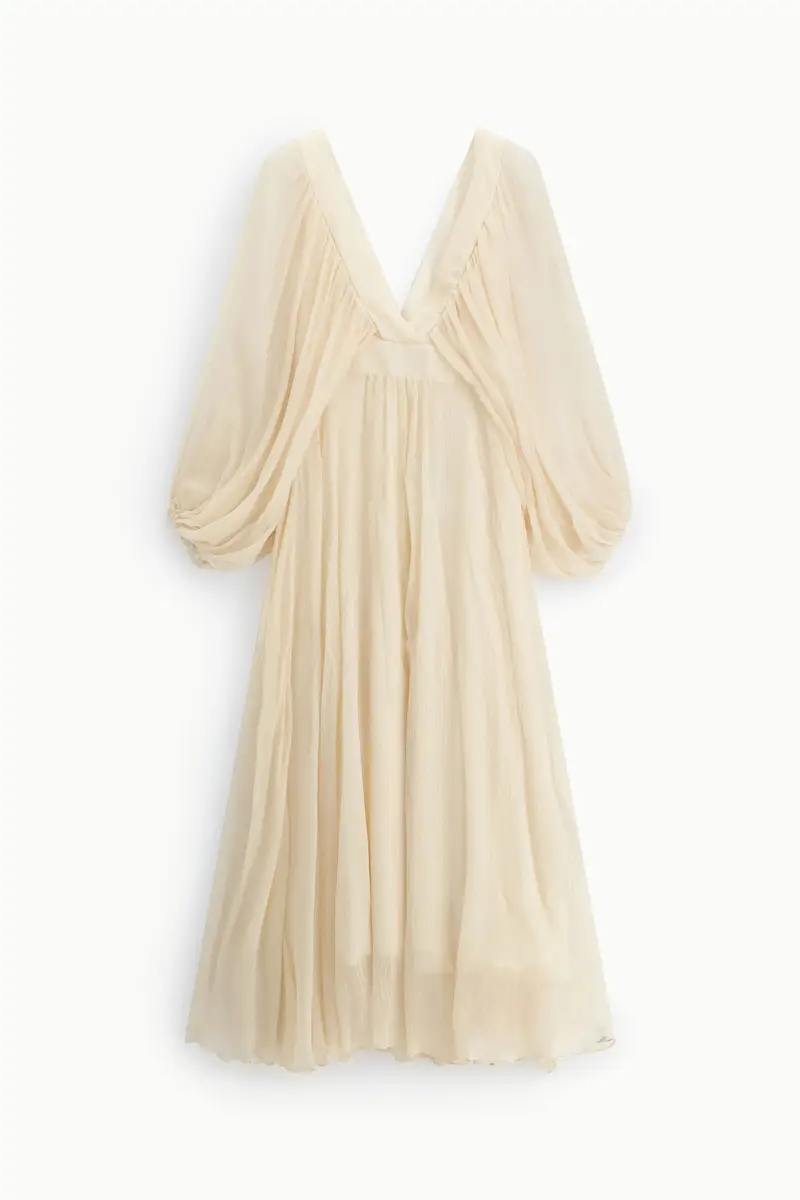 Abito lungo ampia manica scollo a v Burro