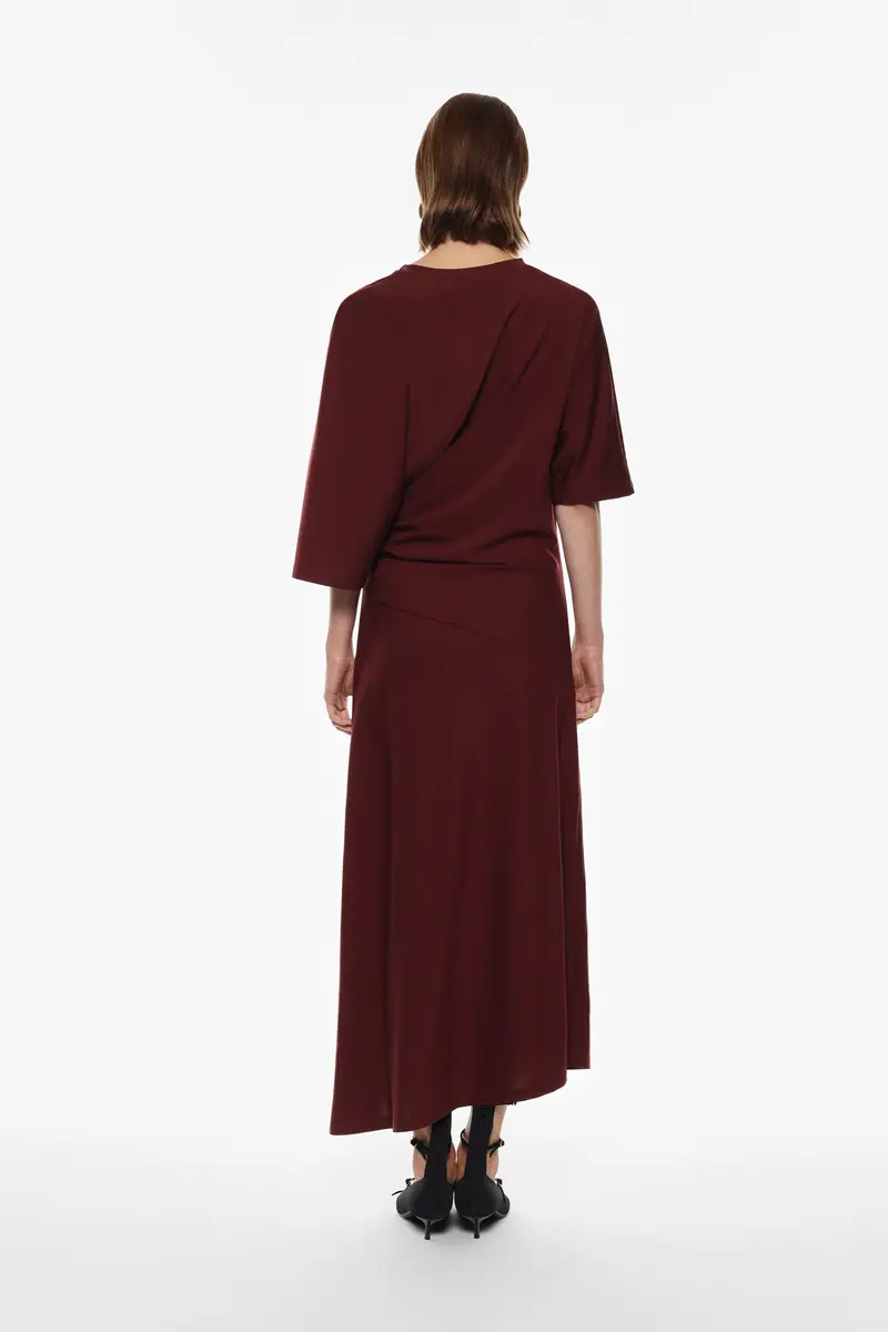 Abito lungo asimmetrico con maniche morbide Barolo miniatura 3