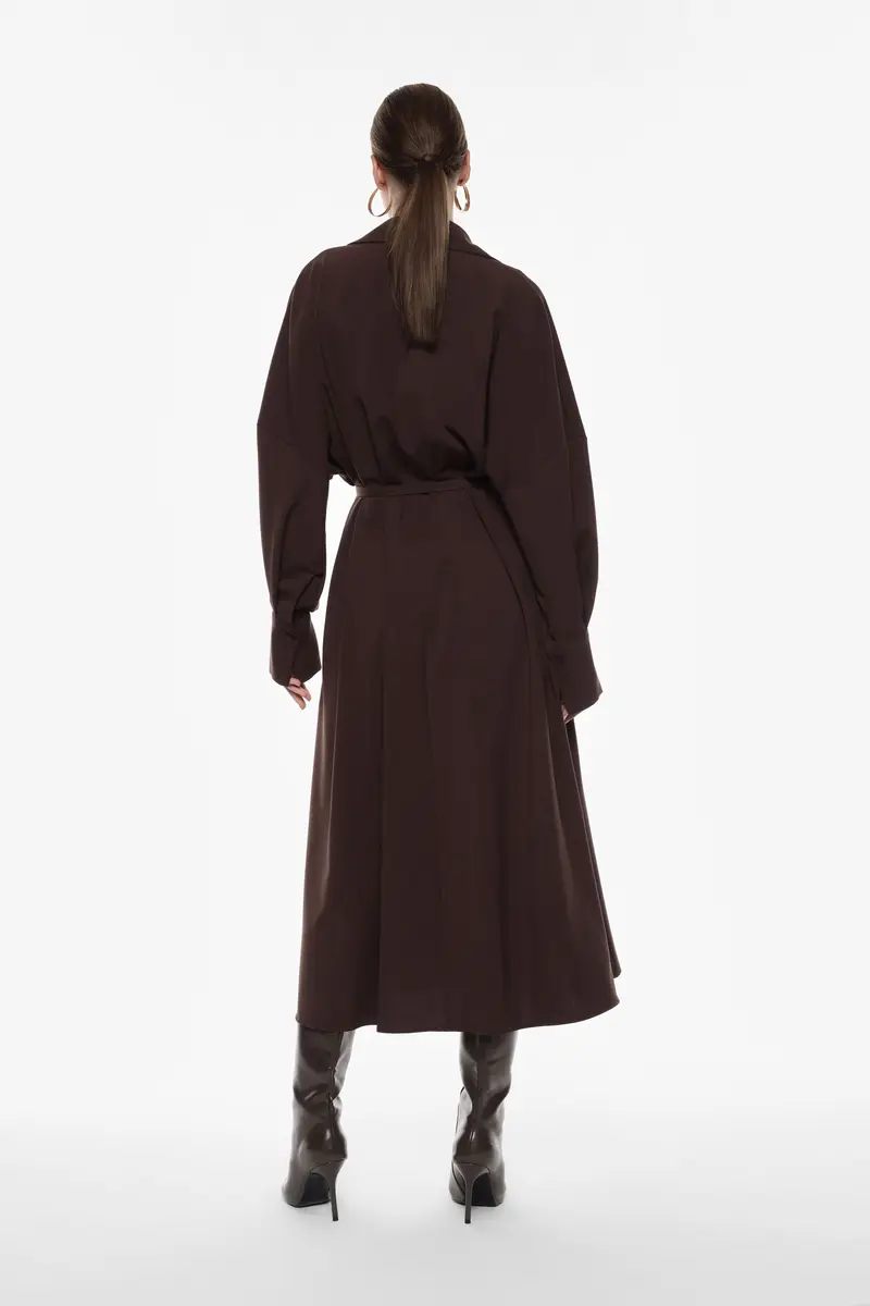 Abito lungo con cintura e bottoni frontali Moro miniatura 3