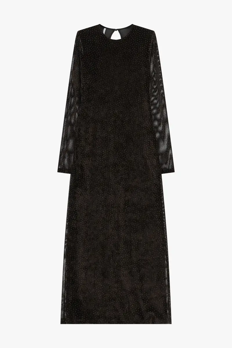 Abito lungo con maniche lunghe e schiena scoperta Moro