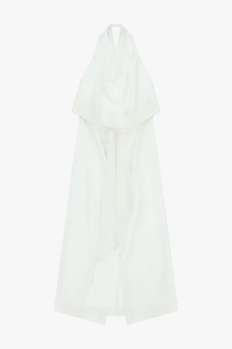 Abito lungo con scollo all americana e spacco frontale Off