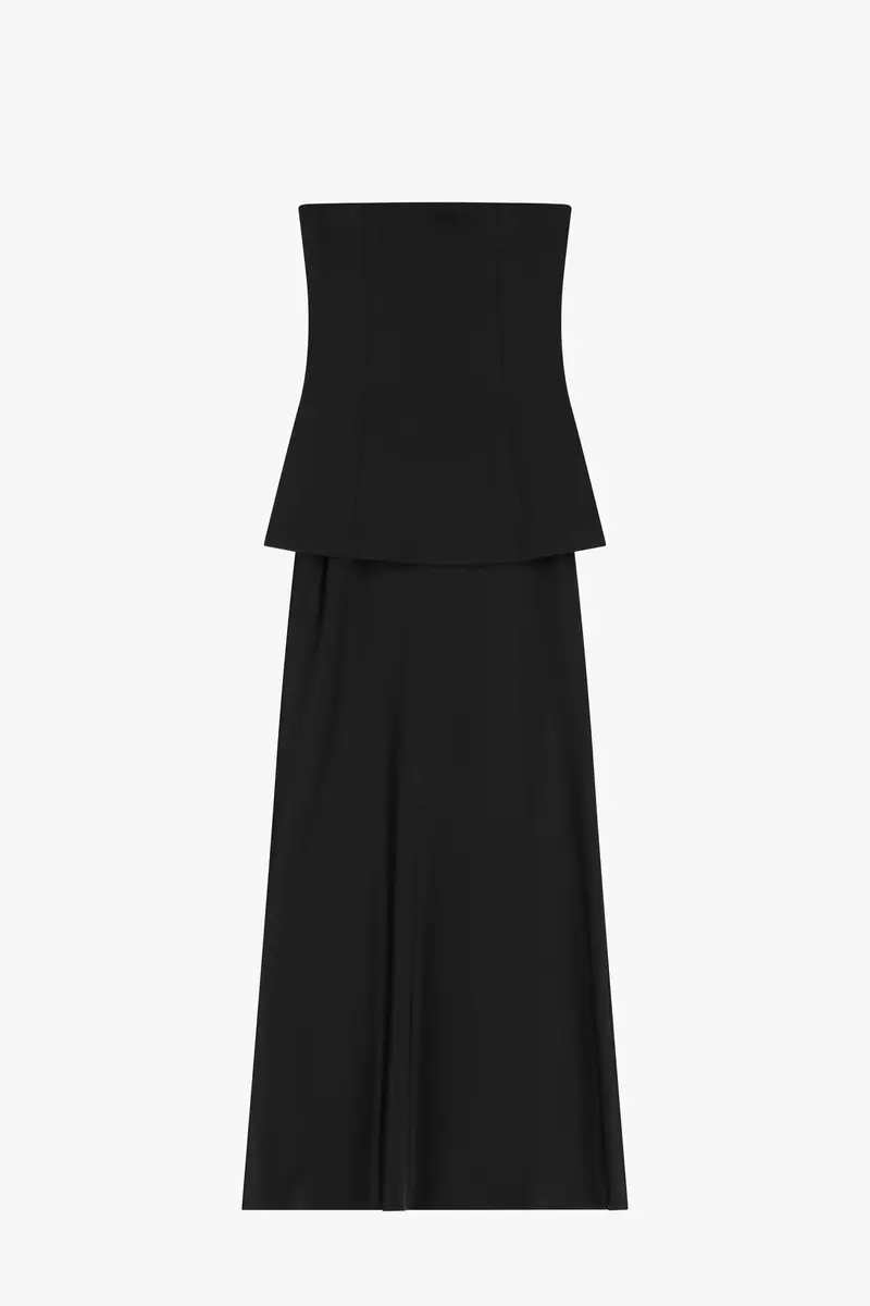 Abito lungo senza maniche con scollo dritto Nero