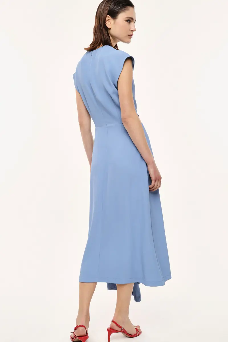 Abito midi senza maniche con cut-out e fiore Ceruleo miniatura 3