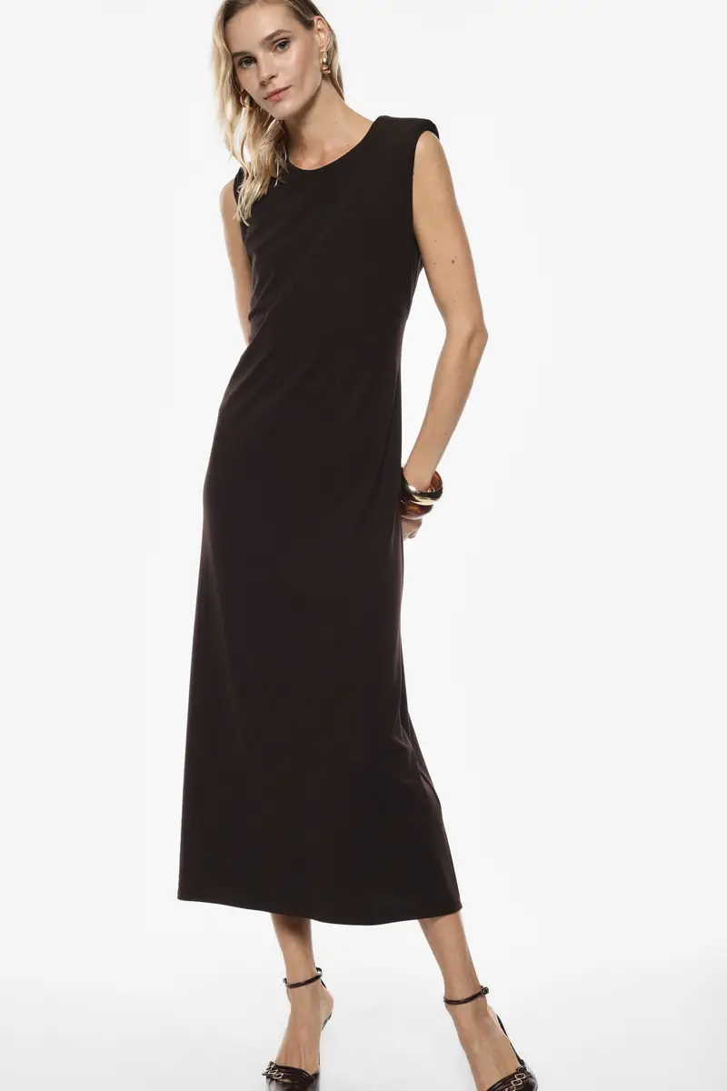 Abito midi senza maniche con scollo rotondo Moro miniatura 2