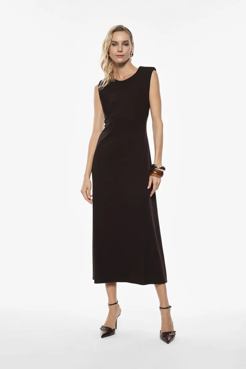 Abito midi senza maniche con scollo rotondo Moro miniatura 3