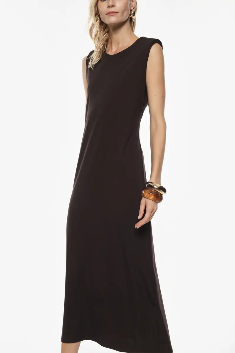 Abito midi senza maniche con scollo rotondo Moro miniatura 4