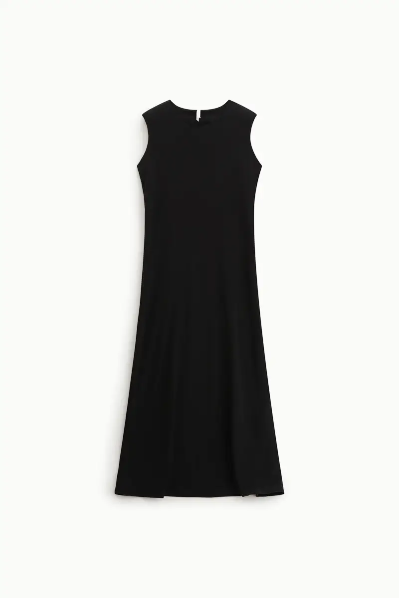 Abito midi senza maniche con scollo rotondo Nero