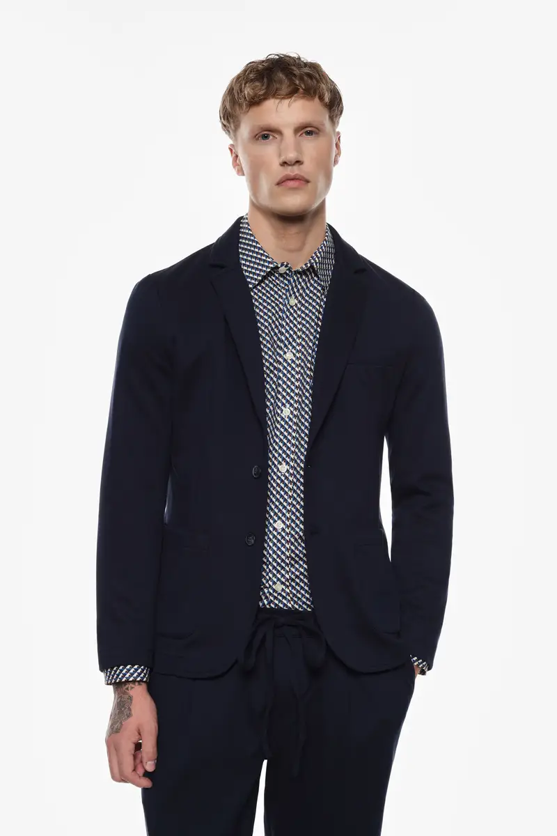 Blazer a bottoni con tasche Blu